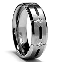7MM Titanium Ring Wedding Band with Resin Inlay and 3 Stone CZ Sizes 8 to 13