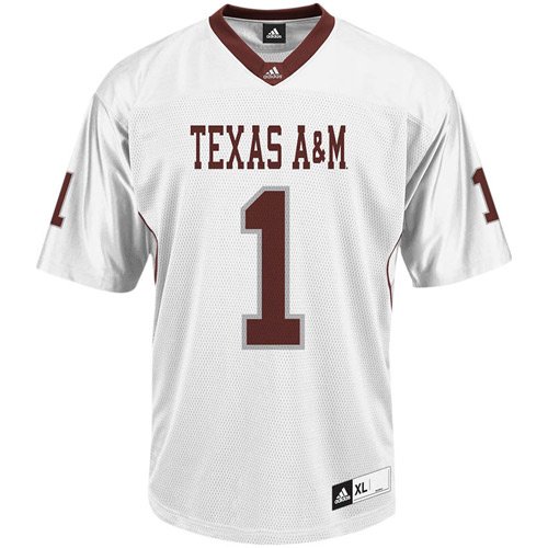 adidas Texas A&M Aggies #1 Replica Jersey-White (X-Large)