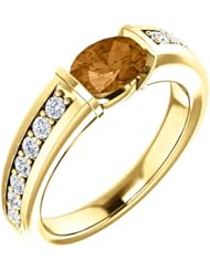 10K Yellow Gold 7.00x5.00mm Oval Cut Bronze Tourmaline and Diamond Ring -- LIFETIME WARRANTY