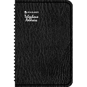 AT-A-GLANCE 86-715-05 Quicknotes quicknumbers phone/address book, wirebound, 4-7/8x8, black