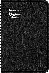 AT-A-GLANCE QuickNotes QuickNumbers Telephone/Address Book, 5 x 8 Inches, Black, Undated (86-715-05)