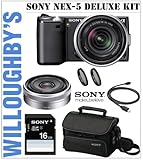 Sony Alpha NEX-5 Two Lens Bundle Deluxe Kit Includes Sony Alpha NEX-5K/B Bl ....