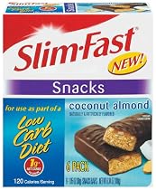 Slim-Fast Low Carb Snack Bar, Coconut Almond, 1.05-Ounce Bars in 6-Count Boxes (Pack of 8)