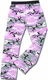 Adult Cotton Jersey Elastic Waist Pink, Black and Grey Camo Novelty Print Pants