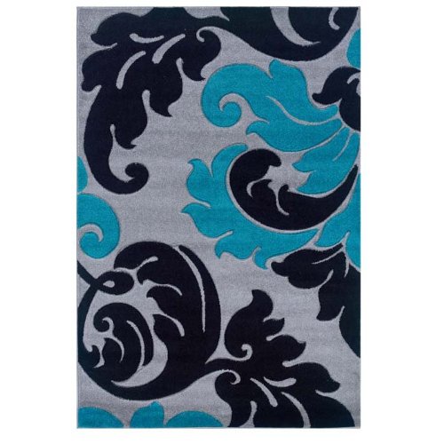 Corfu Floral Grey/Turquoise Kids Rug Size: 5' x 7'7