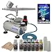 MASTER Multi-Purpose AIRBRUSH Kit With Airbrush Depot 1 Year Warranty Tankless Compressor and 6 Foot Air Hose Set, Createx Paint, Mixing Sticks & Cups