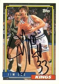 Jim Les Autographed/Hand Signed Basketball card (Sacramento Kings) 1992 Topps #167