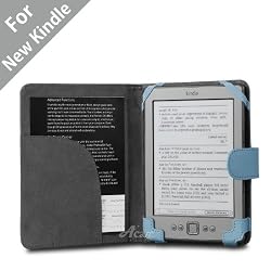 Acase(TM) Classic Kindle (Lastest Generation) Leather Case (Sky Blue) for 4th Generation 6" Kindle Wi-Fi w/o Keyboard