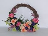 Grapevine Wreath-Peach Lily and Mauve Roses