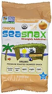 SeaSnax Grab and Go Roasted Seaweed Snack, Toasty Onion, 0.18-Ounce (Pack of 6)