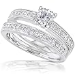 1ct TW Round Brilliant Diamond Wedding Ring Set in 14k White Gold