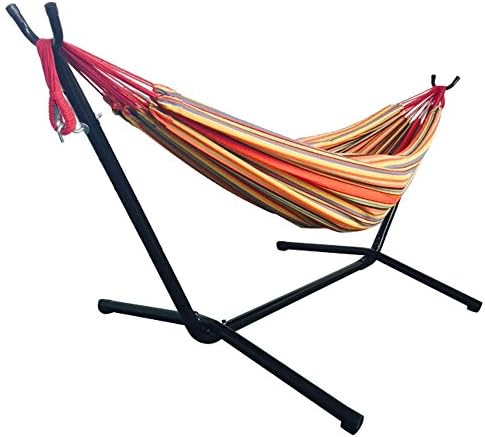 Portable Double Hammock Outdoor Patio Space Saving Steel Stand Carrying Case New