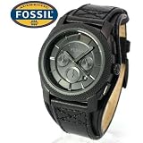 Fossil Machine Cuff Leather Watch - Black