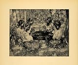 1908 Print Tom-Tom Players Ceylon Women Nature Leaves - Original Halftone Print