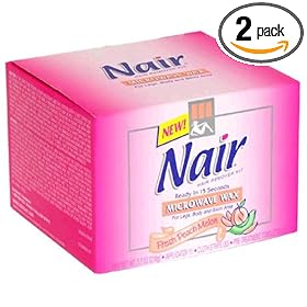 Nair Hair Removal Kit, Microwave Wax for Legs, Body, and Bikini Area, Fresh Peach Melon