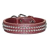 1.25 in. Tapered Dome Studded Latigo Leather Dog Collar model 6015 (Black, 27 in.)