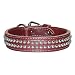 1.25 in. Tapered Dome Studded Latigo Leather Dog Collar model 6015 (Burgundy, 25 in.)