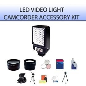 Digital Camcorder LED Video Light Accessory Kit For Canon VIXIA HF M400 Camcorder