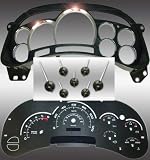 2003-2005 Chevrolet truck and suv Escalade upgrade kit. This kit includes a black gauge face, matching needle kit and Escalade style lens.