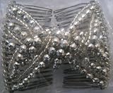 HAIR BLING SPARKLY SILVER HUGGER DOUBLED BEADED COMB 0984
