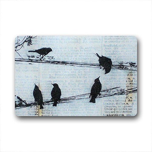 Smiling You Custom Birds on a Wire Machine Washable Non-slip Entrance Doormat 18"x 30"