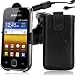Wicked Chili SET: Samsung Galaxy Y Duos S6102 Smartphone KFZ Halterung / Autohalterung (vibrationsfrei, drehbar) mit KFZ Ladekabel (1000mAh, 12V, 24V) und Premium Echtleder Tasche mit Rückzugfunktion