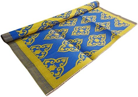 Decorative Place Mat Yellow Leaf Pattern Polypropylene Material Crafted Plastic Washable Rug Rag Picnic Mats