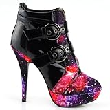 Show Story Punk Buckle Night Sky High Heel Stiletto Platform Ankle Boots,LF30301