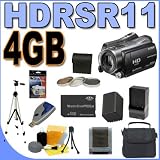 Sony HDR-SR11 60GB Hard Drive HD Camcorder with 12x Optical Zoom PLUS 4GB PRO Duo Memory Stick - Extra Rechargeable Battery - 3 Piece Filter Kit - Full Size Tripod - Quick External Charger - HDRSR11 BigVALUEInc Accessory Saver Bundle + MORE