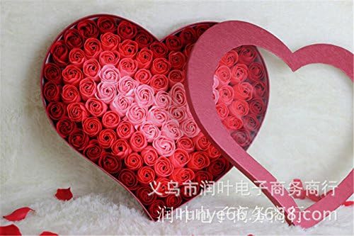 Tragarse 100Pcs Scented Bath Soap Gradient Rose Petal in Heart Box XZH-100D (Red)