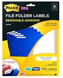 Post-it® Super Sticky Removable File Folder Labels, 0.6 x 3.4 Inches , White, 750 labels (2100-H)