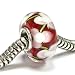 Sterling Silver Round Murano Flower Pink Red Glass Bead For Pandora European Charm Bracelets