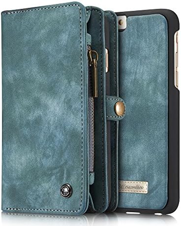 iPhone 6S plus Case,AKHVRS Genuine Leather Wallet Case Detachable Folio Flip Holster Case Premium Wallet Case with Credit Card and zipper wallet Casefor Iphone 6 plus / 6S plus 5.5" (Green)