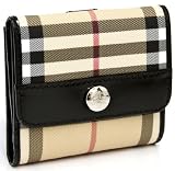 Burberry - Burberry Coated Canvas Black Leather Folding Wallet 3225058