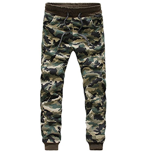 Meilaier Mens Fashion Camouflage Jogging Harem Sweatpants Camo Cargo Pants Cuffed