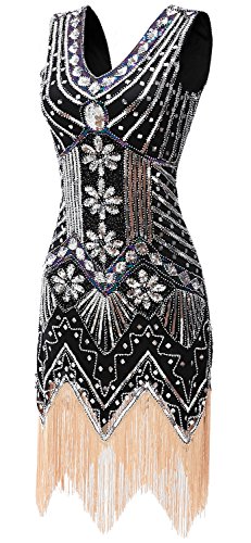gastbypty Womens 1920's Vintage Gatsby Bead Sequin Deco Flapper Dress