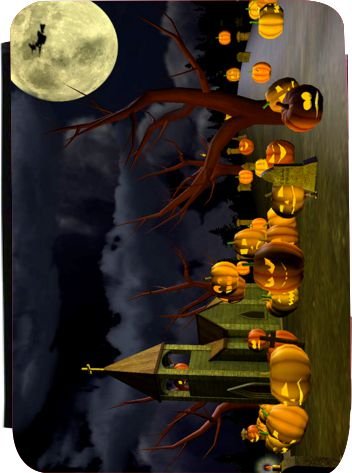 Rikki KnightTM Halloween Church Cemetary Kindle® FireTM Notebook Case Black Faux Leather - Unisex - Ideal Gift for all occassions!
