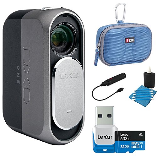 DxO ONE 20.2MP Digital Connected Camera for iPhone & iPad with Lexar 32GB MicroSD High-Performance Memory Card and 3.0 Card Reader, 2600mAh Portable Power Bank, Compact Deluxe Carrying Case, and more