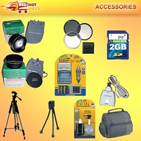 25PC ACCESSORY KIT FOR CANON POWERSHOT A570 A580 A590 2.0GB MEMORY,LENSES,FILTERS,BATTERY...