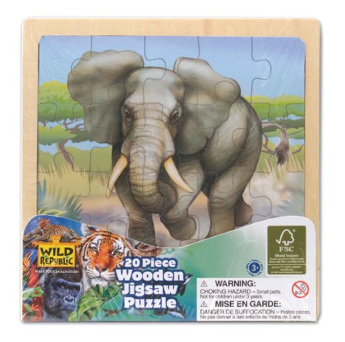 Wild Republic FSC-88024 - Holz-Puzzle, FSC Mischholz , 20 Teile, Motiv Elefant