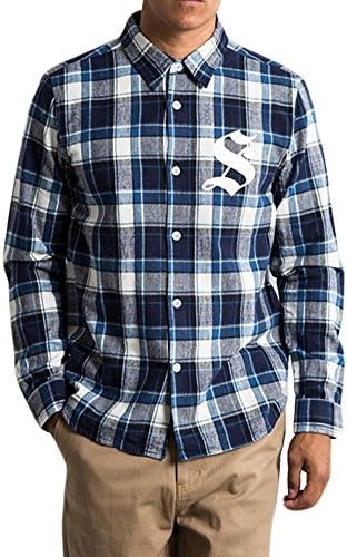 Stussy Men's Lb Plaid L/s Flannel Button up Large Blue