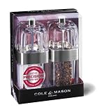 Cole & Mason Precision Seville 140 mm Acrylic Mill Gift Set including Chrome Banding Pepper and Salt Mill