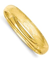 14k Yellow Gold 7/16 Oversize Florentine Engraved Hinged Bracelet Bangle