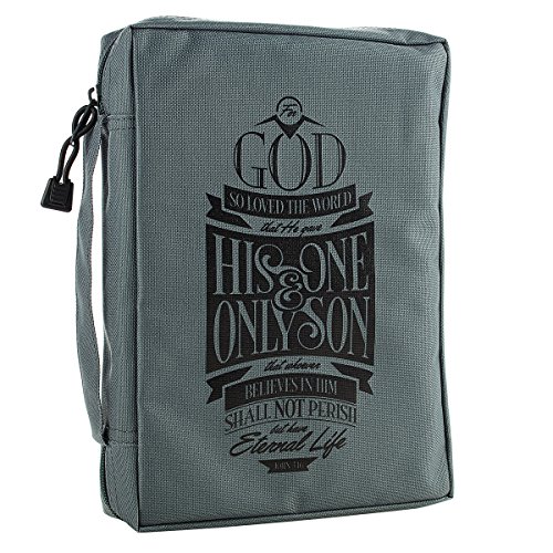Gray Poly-Canvas John 3:16 Bible / Book Cover (Large)