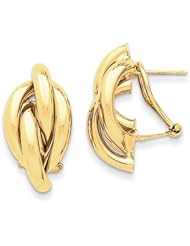 14k Yellow Gold Swirl Omega Back Post Earrings. Metal Wt- 4.59g
