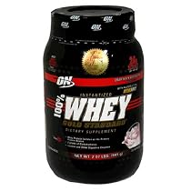 Optimum Nutrition Gold Standard 100% Instantized Natural Whey Protein Powder, Delicious Strawberry, 2.07-Pound Plastic Jars