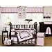 Pink and Brown Hotel Modern Baby Bedding 9pc Crib Set