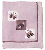 Lambs and Ivy Luv Bugs Plush Blanket with Applique Blanket, Plum