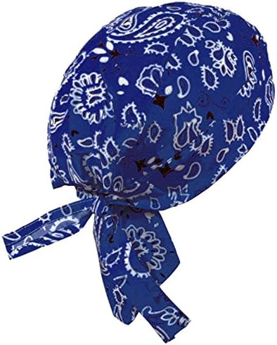 Royal Blue Paisley Biker Skull Cap Aka: Doo Du Rag Cap Bandana Head Wrap Hat