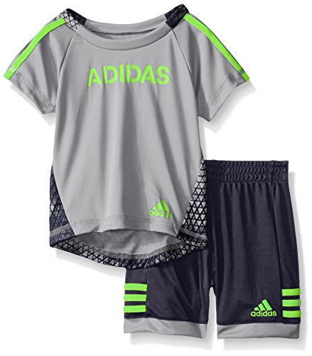 adidas Baby Boys' Tee and Active Short Set, Silver Gray, 24 Months
